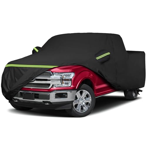 QUNSUNUS F150 Crew Cab Truck Cover 6.5ft Short Bed, Waterproof F150 Truck Cover with Zipper and Straps, Compatible with RAM 1500 Crew Cab 6.4ft 2019-2025 - size: for F150 6.5ft& Ram 1500 6.4ft CrewCab