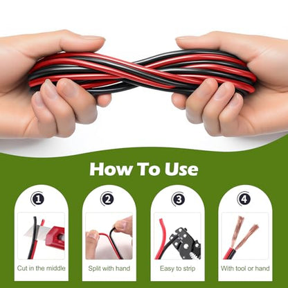 TYUMEN 16 Gauge Wire 100FT, 16/2 AWG Red Black Hookup Electrical Wire LED Strips Extension Cord 12V/24V DC Cable, 16AWG 2 Conductors Flexible Wire for in-Home, Autos, Schools use - size: 100 Feet, style: 16/2 Gauge
