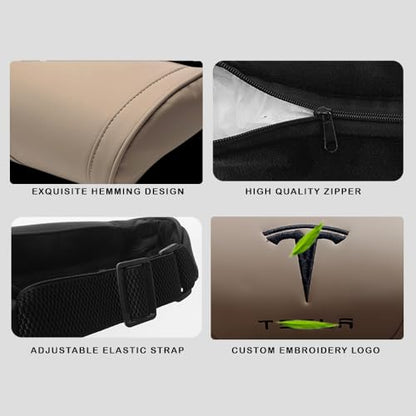 Car Headrest Neck Pillow Support Ergonomic, with Valve Stem Covers Accessory for Driving Seat Fatigue Relief Compatible with Model S X 3 Y & Cybertruck - 2 Pieces - color: D. Beige Ver. 3