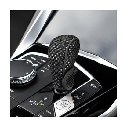 Car Gear Shift Knob Cover, Anti-Slip Manual Automatic Shifting Knob Gear Handle Stick Protection, Breathable Automotive Rod Lever Shifter Knobs Cover for SUV Truck RV (Black, Stick-on) - color: Black, size: Stick-on