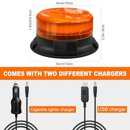 AnTom Magnetic Wireless Strobe Light, Waterproof Rechargeable LED Beacon Lights for Trucks, Vehicle Emergency Flashing Warning, forklifts,Tractors,Golf Carts,Cars - color: Amber