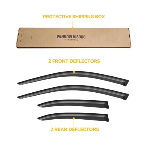 Window Visor for 1999-2005 Volkswagen VW Jetta, Out-Channel Rain Guards Shields Vent Deflector Shade Wind Dark Smoke 2000 2001 2002 2003 2004, Tape-On Outside-Mount, 4PCS - style: For 1999-2005 | VW Jetta | Out-Channel