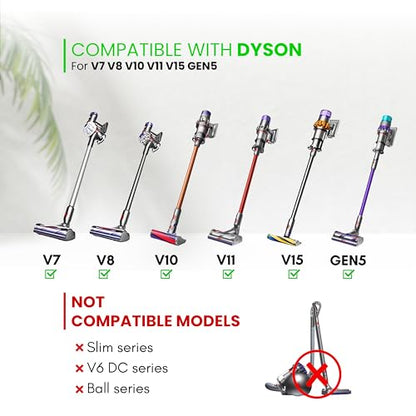 Flexible Crevice Tool for Dyson V7 V8 V10 V11 V15 Gen5 Cordless Vacuums - Vacuum Accessories & Attachments for Dryer Vent, Car Detailing and Corners Cleaning - Dryer Vent Cleaner Kit