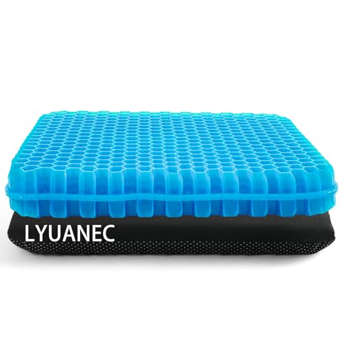Gel Seat Cushion for Long Sitting - 16.5" x 14.5" x 2.4" (Extra Thick＆Soft) Gel Cushion for People Over 185 lbs, Pressure Relief Cushion for Office Chair, Egg Cushions for Wheelchair, Gel Pad for Car - color: Thicken Size Blue Gel