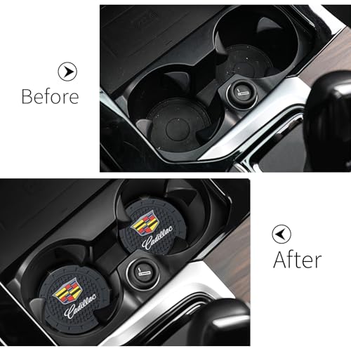 Car Cup Holder Coaster for Cadillac Recessed Silicone Cupholder Coaster Interior Accessories 2.75in 2Pack - color: Black-01