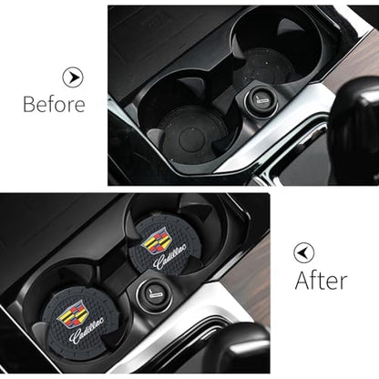Car Cup Holder Coaster for Cadillac Recessed Silicone Cupholder Coaster Interior Accessories 2.75in 2Pack - color: Black-01
