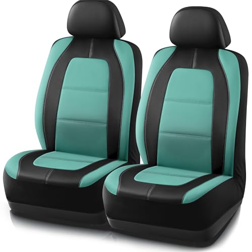 Road Comforts Car Seat Cover, Leather Car Seat Covers, Front Low Back Sport Seat Covers, Airbag Compatible, Universal Fits for Most Cars (Mint) - color: Mint Front Seat, size: Front Seat