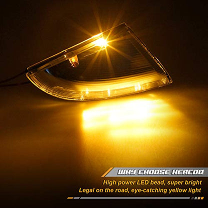 HERCOO LED Side Mirror Turn Signal Puddle Light Lamp Housing Cover Compatible with Dodge Ram 1500 2009-2018, Dodge Ram 2500 2010-2018, Ram 1500 Classic 2019-2022, Replacement for 68064949AA - size: Left-Clear