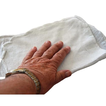 White & Red Shop Towels – Reusable Cotton Rags, Lint-Free & Heavy – Duty Cleaning Towels for Garage, Auto & Industrial Use (100, White) - color: White