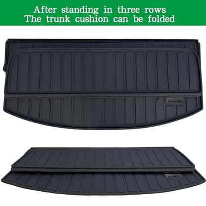 Large Cargo Liners Custom Fit for 2024 2025 Mazda CX90, Foldable Trunk Mat for 2024 Mazda CX-90, TPE All Weather Waterproof Rear Cargo Mat Easy to Clean-Black - size: 2024 2025 Mazda CX90 Cargo Liner