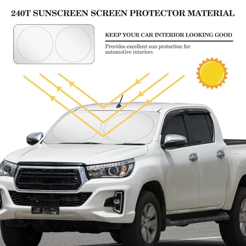 Woanger Windshield Sun Shade Foldable Car Front Window Covers for Car Accessories Sun Heat UV Rays Visor Protector Protection for Universal Cars SUV Truck (Solid Style) - style: Solid Style