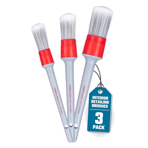 Chemical Guys All in the Details Interior Detailing Brush Set - 3-Piece Soft & Durable Car Detailing Brushes for Vents, Consoles, Buttons, Trim & Hard-to-Reach Areas in Cars, Trucks, SUVs & RVs - style: Interior Brushes
