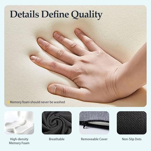 Onever Ergonomic Memory Foam Seat Cushion, Lumbar Support Non Slip for Truck Driver Long Driving Office Chair Back Tailbone Pain Relief Grey - color: Grey