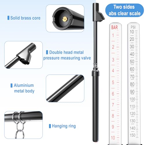 BFXM Truck Tire Pressure Gauge, Air Pressure Gauge for Tires 10-150PSI/ 1-10Bar, Dual Head Pencil Tires Pressure Gauges, Heavy Duty Tire Pressure Gauge for Truck, Cars, Pickups, RVs, Bicycles - color: BLACK 2 PCS