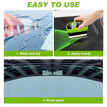 Automotive Oil Film Cleaning Brush,Car Glass Oil Film Cleaner Brush, Clear Vision Windshield Cleaner,Glass Coating Cleaner Board, Anti-Rain Fog, Improves Clarity and Safer Driving (1 Set) - size: 1 Set