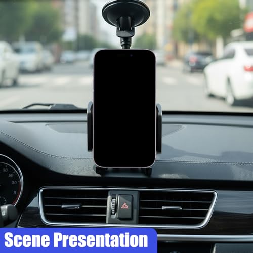 Car Phone Holder Mount, Gooseneck Long Arm Cell Phone Holder, Windshield Window, Dashboard Anti-Shake Handsfree Stand with Strong Suction Cup, Fit for Most Cellphone(Black) - color: Black