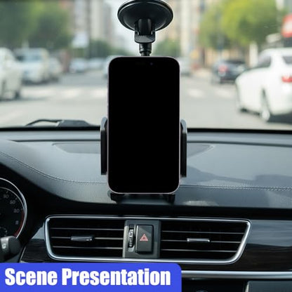 Car Phone Holder Mount, Gooseneck Long Arm Cell Phone Holder, Windshield Window, Dashboard Anti-Shake Handsfree Stand with Strong Suction Cup, Fit for Most Cellphone(Black) - color: Black