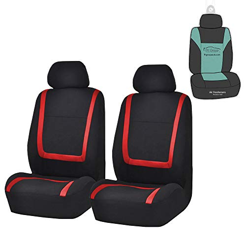 FH Group Front Seats Only Car Seat Covers Low Back - Unique Cloth Interior Accessories Car Seat Covers Red Seat Cover Front Set - Universal Fit Cars Trucks SUV Car Seat Protector Accessories - color: Red, size: Front Set