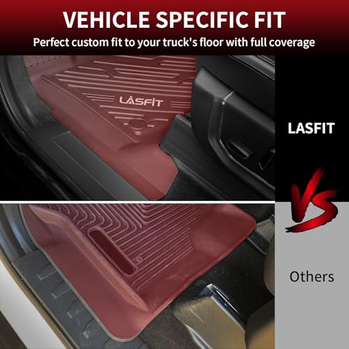 LASFIT Floor Mats for Ford F250 F350 2012-2016 Super Duty Crew Cab Without Manual Transfer Case Shifter All Weather Protector TPE Car Carpet Floor Liners, 1st & 2nd Rows, 3pc Black - style: 2) SuperDuty| 12-16 | 2Rows w/o Manual Shifter