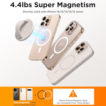 Magnetic Phone Grip Ring Holder, Liquid Silicone Magnet Cell Phone Grip Finger Loop, Compatible with Magsafe, Back of Phone for iPhone 17/16/15/14/13/12 Series, Stone - color: Stone