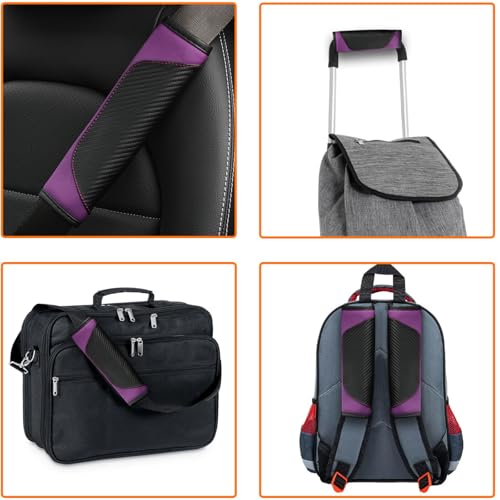 2PCS Car Seat Belt Cover, Carbon Fiber Safety Seatbelt Shoulder Strap Covers, Breathable Leather Soft Harness Pad for Car Interior Accessories (Black/Purple) - color: Black/Purple