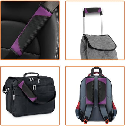 2PCS Car Seat Belt Cover, Carbon Fiber Safety Seatbelt Shoulder Strap Covers, Breathable Leather Soft Harness Pad for Car Interior Accessories (Black/Purple) - color: Black/Purple
