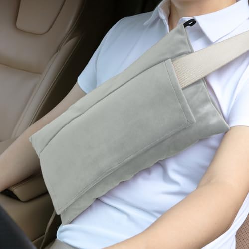 Super Soft Seatbelt Pillow, Seat Belt Pillow for Mastectomy Post-Surgery, Seat Belt Cushion for Heart Surgery Recovery, Hysterectomy Abdominal Incision Recovery Seatbelt (Light Gray, Large) - color: Light Gray