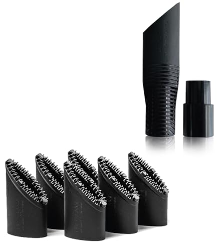 Pet Hair Removal Vacuum Attachment V1.0 for Car Detailing with 6 Replaceable Rubber Brush Heads, No Clog Airflow, Fits 1 1/4 and 1 3/8 in Hoses, 32mm 35mm - color: Refill x2, Fang, Adapter