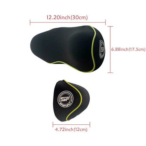 SPRFUFLY Really Chic Car Headrest Pillow, Car Pillow for Driving with Adjustable Strap, 100% Memory Foam Neck Pillow, Ergonomic Design - 2 Pack Car Neck Pillow(Includes 2 Eye Masks, Yellow Side Rope) - color: Pack of 2/Yellow Side Rope/Really Chic