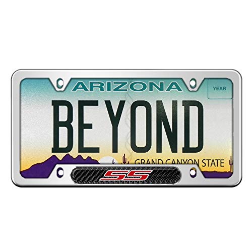 iPick Image for - Chevrolet Camaro SS Real Carbon Fiber Nameplate Chrome Stainless Steel License Plate Frame