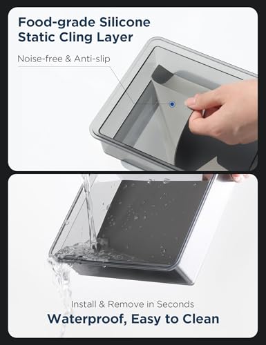 TPARTS Center Console Storage Drawer with Silicone Layer for Tesla Model Y (2021-2024) & Model 3 (2021-2023) Accessories Interior, Translucent Smoke Gray Organizer Tray, Maximize Storage Space