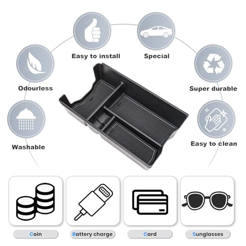 5PCS Center Console Organizer Tray and Wireless Charging Mat Compatible with 2026 Toyota RAV4 Armrest Bottom Tray Cup Holder Center Console Silicone Pad Interior Accessories(Not for Limited) - style: 5 PCS Center Console Tray
