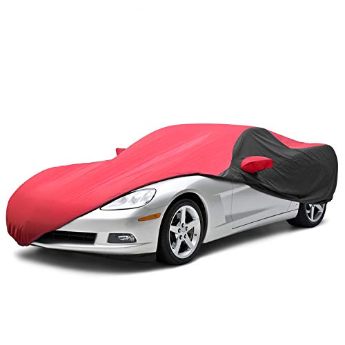 KAKIT Waterproof Car Cover Custom Fit for 2005-2013 C6 Stingray, UV Resistant Fade-Proof Cover for Chevy Corvette, Indoor & Outdoor Use (Red & Black Combo) - color: Red Black, size: Corvette C6