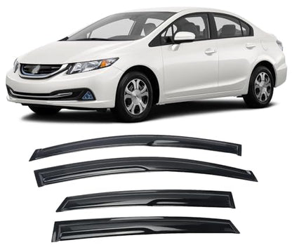 Tape-On Window Visors Deflectors Rain Guards 4 Piece Set ‎Compatible with 2012-2015 Honda Civic Sedan 94462 - size: 2012-2015 Honda Civic