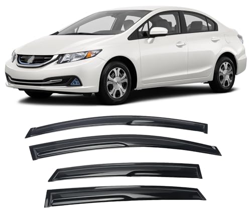 Tape-On Window Visors Deflectors Rain Guards 4 Piece Set ‎Compatible with 2012-2015 Honda Civic Sedan 94462 - size: 2012-2015 Honda Civic