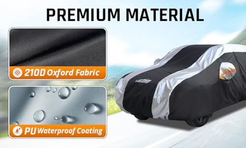 SUV Cover Waterproof All Weather Protection with Silver Stripe Design, Car Cover Universal Fit Ford Explorer, Toyota Highlander, Honda Pilot, Dodge Durango, BMW X5 X6, Lexus RX350 - size: 2-S4 Fit SUV Length 190-201 inch