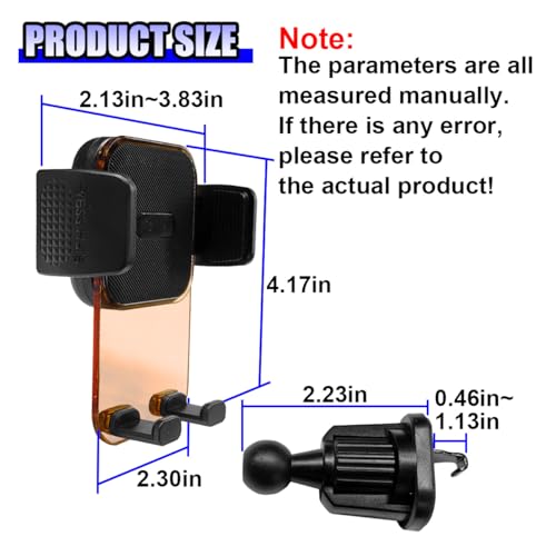 YoRise Car Vent Phone Mount, 360° Rotation Car Phone Holder with Metal Hook Clip, Smartphone Automotive Mount, Vehicle Air Vent Smartphoe Holder (Orange) - color: Orange