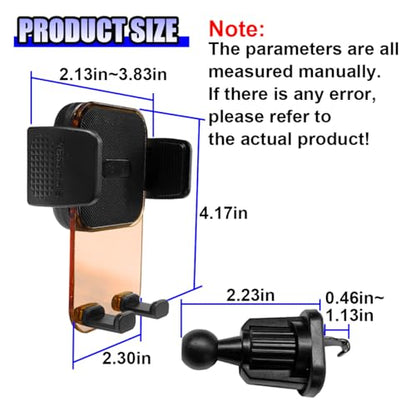 YoRise Car Vent Phone Mount, 360° Rotation Car Phone Holder with Metal Hook Clip, Smartphone Automotive Mount, Vehicle Air Vent Smartphoe Holder (Orange) - color: Orange