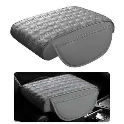 Car Armrest Cushion, 12.2"×8.3" Leather Auto Memory Foam Center Console Pad with Storage Pocket, Waterproof & Anti-Scratch Elbow Pillow Armrest Seat Box Protector, Universal Fit (Gray) - color: Gray