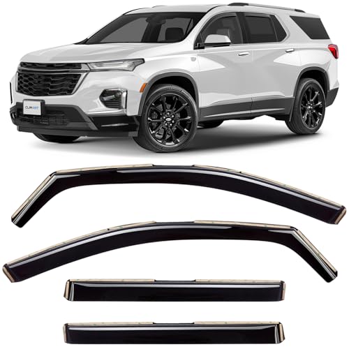 CLIM ART in-Channel Incredibly Durable Rain Guards for Chevrolet (Chevy) Traverse 2018-2023, Original Window Deflectors, Vent Deflector, Vent Window Visors, Dark Smoke Car Accessories, 4pcs - 618168 - color: For Traverse 18-23