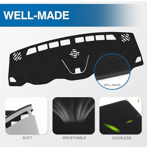 KUST Black Dash Cover for Jeep Cherokee Latitude 2014-2023 Polyester Dashboard Cover Non-Slip Center Console Dash Cover Interior Accessories for Cherokee - size: Cherokee Latitude 14-23(black)