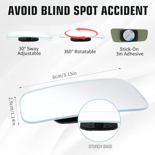 2 Pcs Frameless Blind Spot Mirrors for car, Universal Rear, Wide Angle Blind Spot Eliminator with Box Packaging, Glass Convex Rear View Mirrors for Cars, SUVs, and Trucks (Black)