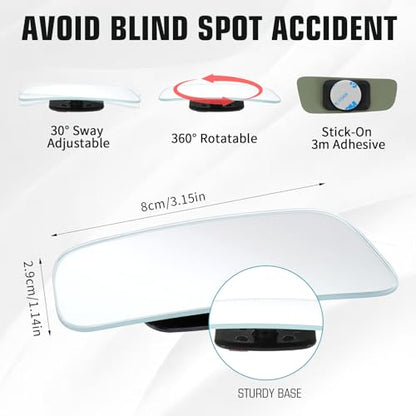 2 Pcs Frameless Blind Spot Mirrors for car, Universal Rear, Wide Angle Blind Spot Eliminator with Box Packaging, Glass Convex Rear View Mirrors for Cars, SUVs, and Trucks (Black)