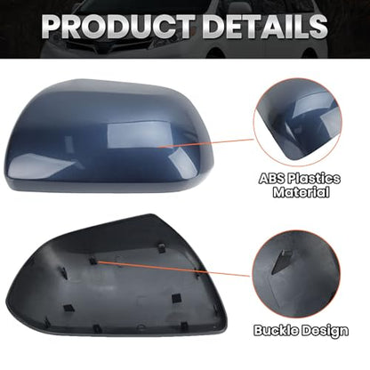 Compatible with 2012-2020 Toyota Sienna Left Side Mirror Cover Cap, Blue Driver Side Clip-on Mirror Cap Replacement Without Turn Signal Light Replaces for 87945-08021-J0 - color: Left Blue
