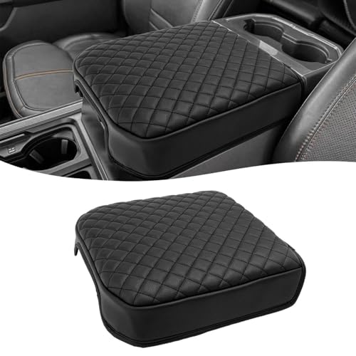 KBH Center Console Armrest Cover for 2023 2024 2025 2026 Ford F250 F350 F450 F550 Super Duty, Vinyl Leather Trim, Arm Rest Lid Cushion Protector, Anti-Scratch, Black (Fits Bucket Seat Console Only) - color: Black
