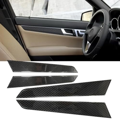 4 Pcs Interior Door Panel Cover Trim, Replacement for Mercedes-Benz C-Class W204 2007-2013 (Carbon Fiber)