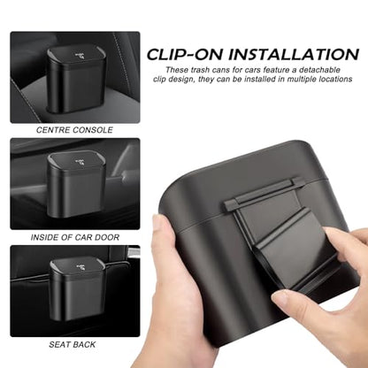 Upgraded Car Trash Cans with Lid & Light,Leakproof Car Trash Bin with 30 Trashes Bags for Door/Seat Backs,Multifunctional Cars Garbage Can as Cars Organizer for Most Vehicles