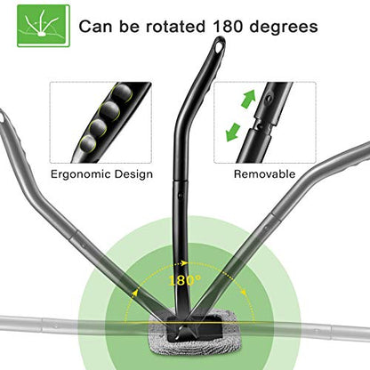 Frienda 2 Set Windshield Cleaner Tool Inside Car Windshield Cleaning Wand Auto Window Cleaner with Detachable Handle, 8 Reusable Microfiber Pads and 2 Spray Bottles for Car Interior(Gray, Green) - color: Gray, Green