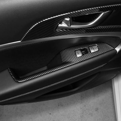 Car Inner Door Panel Strip Trim Cover Compatible with Genesis G70 2019-2025, Auto Interior Upgrade Accessories(Carbon Fiber Pattern)