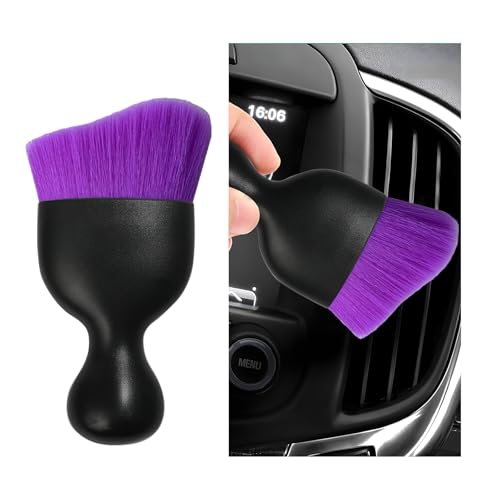 Dickno Car Interior Dust Brush, Soft Scratch Free Auto Detailing Brushes, Universal Vehicle Interior Cleaning Tool for Automotive Dashboard, Air Vents, Leather(Pure Purple) - color: Pure Purple, size: 1 PCS